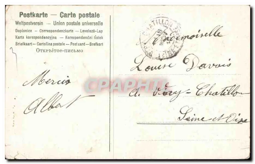 Oubliettes und Schwalben — Garten-Szene vor einem Haus — Verlag Cartillon, n° 147 - Rückseite