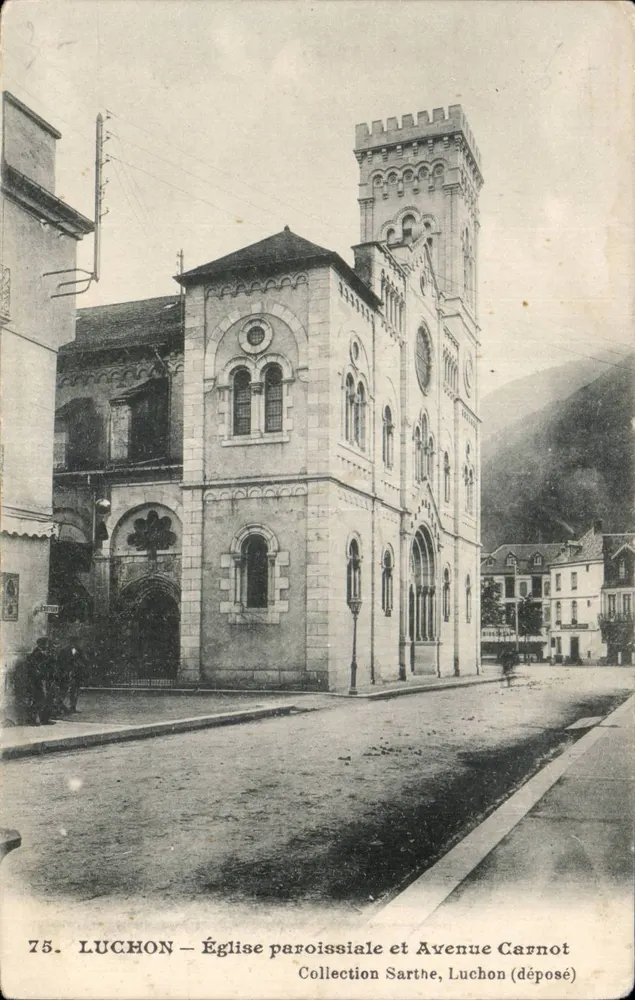 Luchon — Parochiale Kirche und Avenue Carnot — Sammlung Sarthe, Luchon (deponiert) - Vorderseite