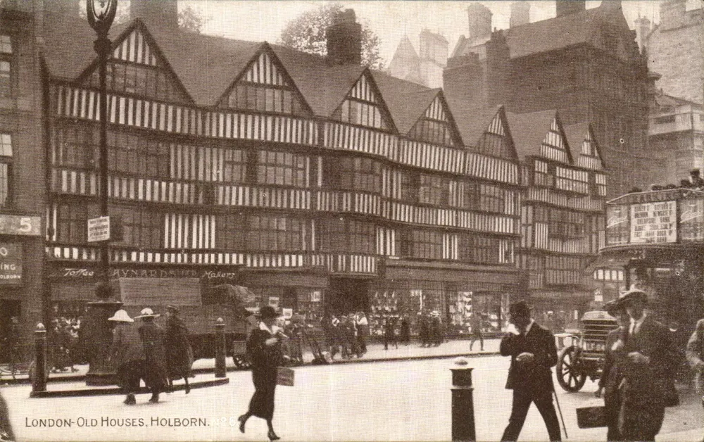 London-Old Houses, Holborn — Ansicht von Holzständerhäusern — Salmon-Serie - Vorderseite