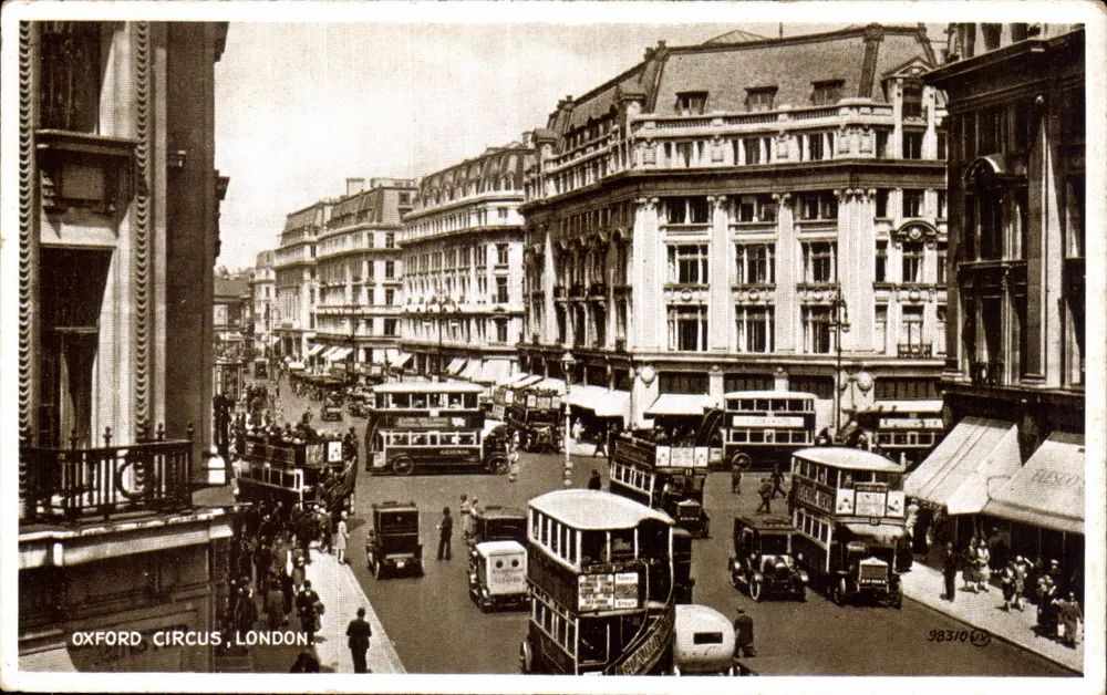 Oxford Circus, Londen — levendige uitzicht — Valentine's Postcard n°98310 - Voorkant