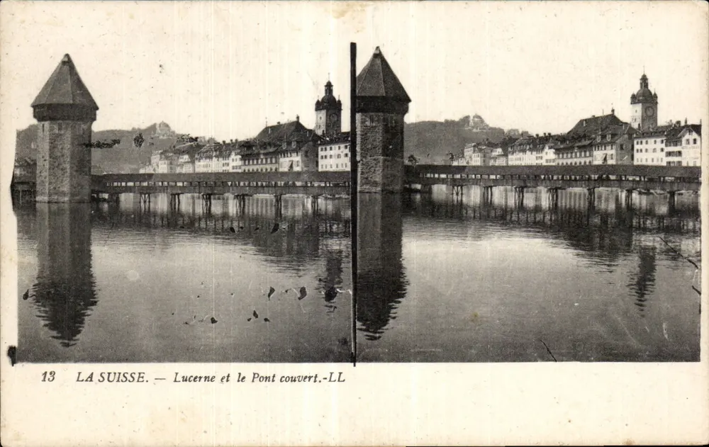 Lucerne und die Brücke mit dem Dach — SCHWEIZ. — Lucerne und die Brücke mit dem Dach.-LL - Vorderseite