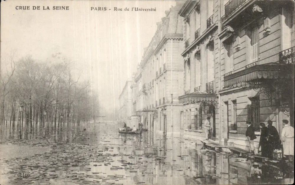 Flut der Seine — Paris - Rue de l'Université — Verlag C.D.P. - Vorderseite