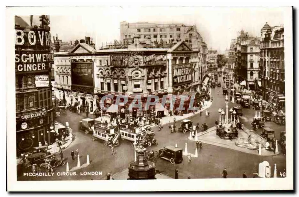Piccadilly Circus, Londen — panoramische weergave — onbekende uitgever, serie nr. 40 - Voorkant
