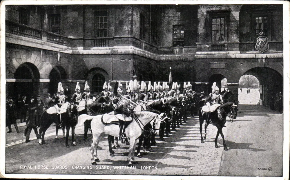 Guarda Real de Cavalaria, Troca de Guarda, Whitehall, Londres — Silveresque, n° 72306 - Frente