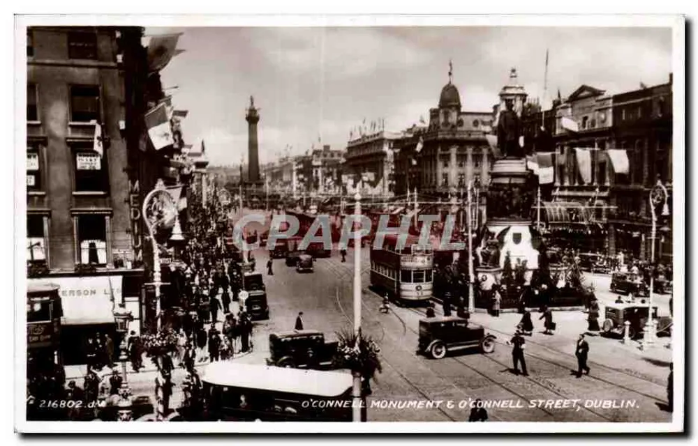 Monumento O'Connell & Rua O'Connell, Dublin — editor E. P. Benson Ltd, n° 216802 - Frente