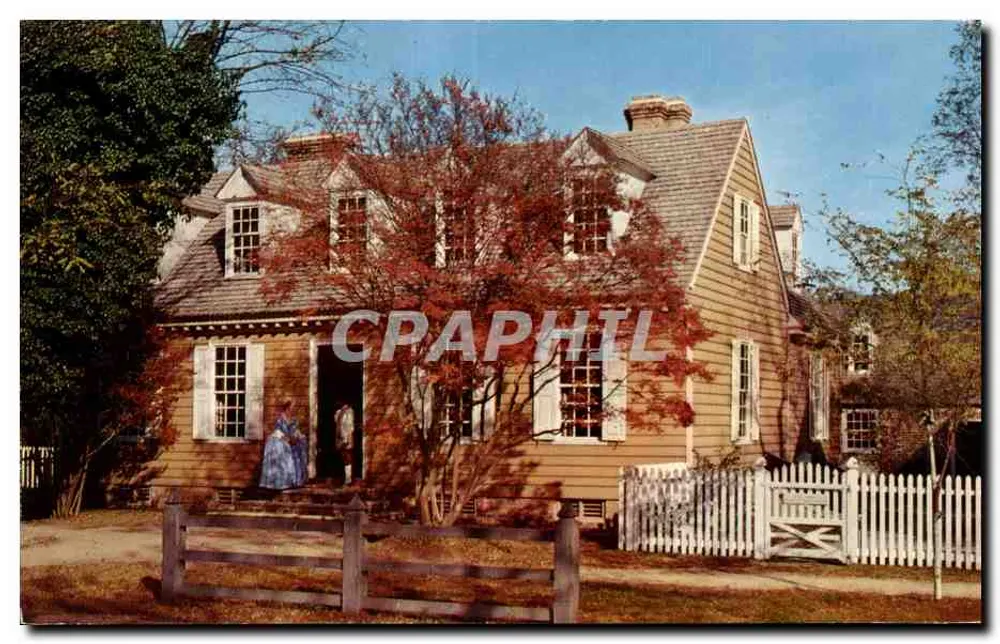 Brush-Everard House, Williamsburg, Virginia — koloniale huis van 1717 — Mirro-Krome Co., San Francisco - Voorkant