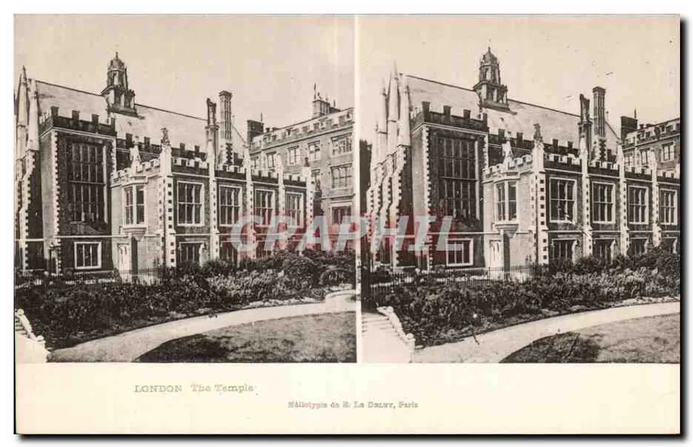 LONDON The Temple — architektonische Ansicht — Héliotypie von R. La Darcy, Paris - Vorderseite