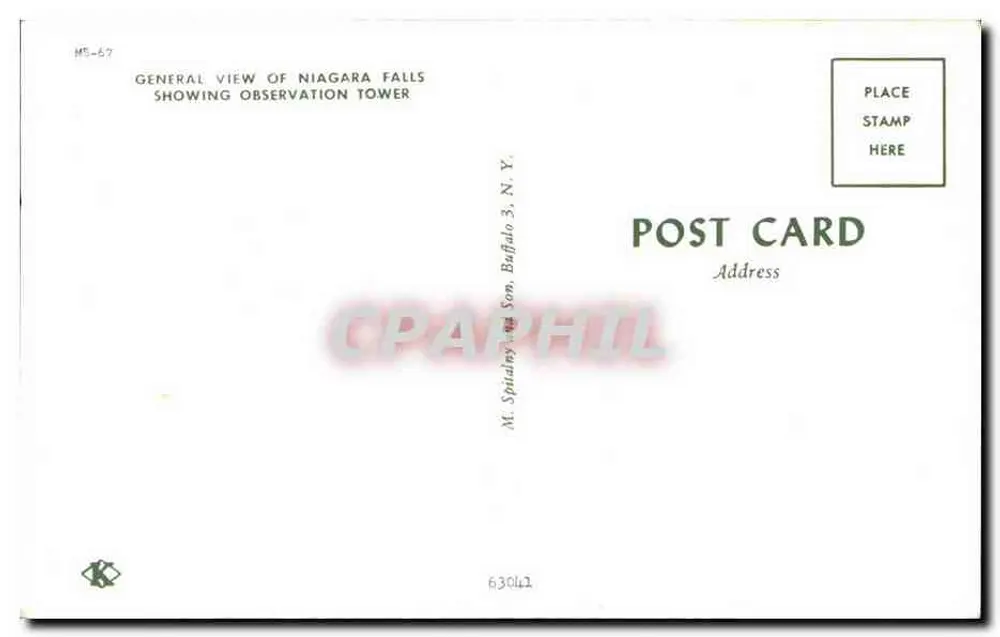 Niagara Falls — vista generale con torre di osservazione — M. Spalding & Son, Buffalo 3, N.Y. - Verso