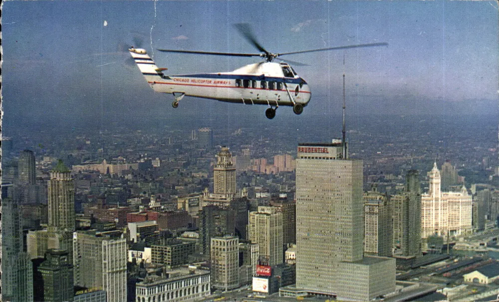 Chicago — Helicóptero da Chicago Helicopter Airways — editor Cameo Greeting Cards, Inc. - Frente