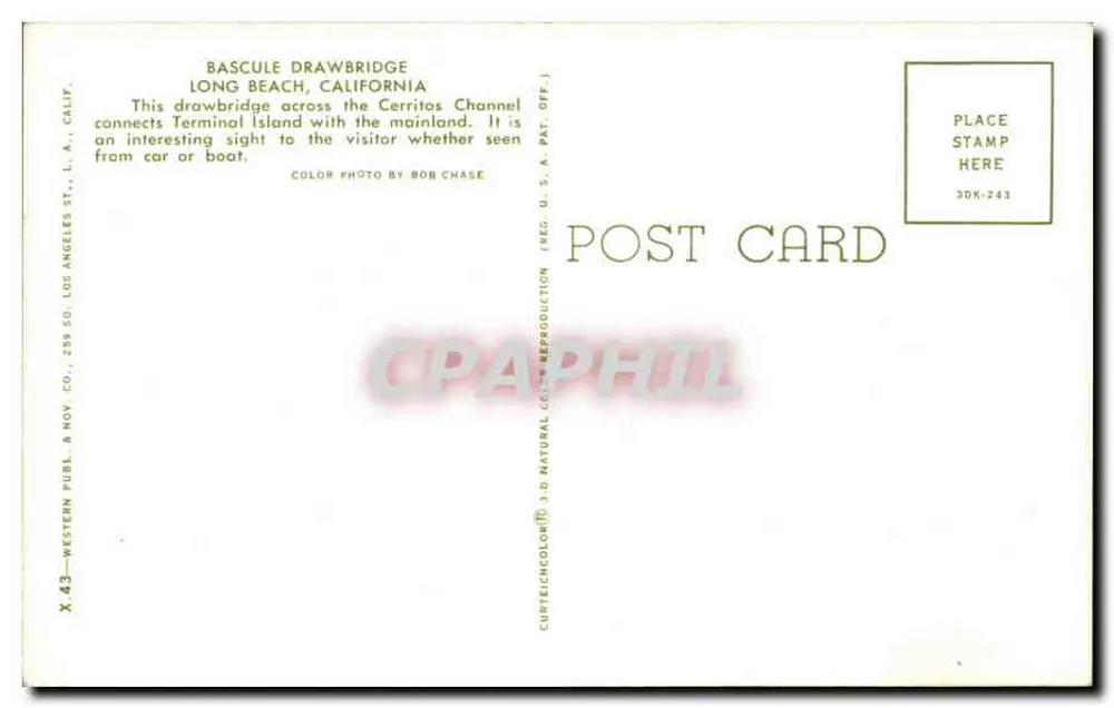 Ponte basculante — Long Beach, Califórnia — Western Publ. & Nov. Co. - Verso