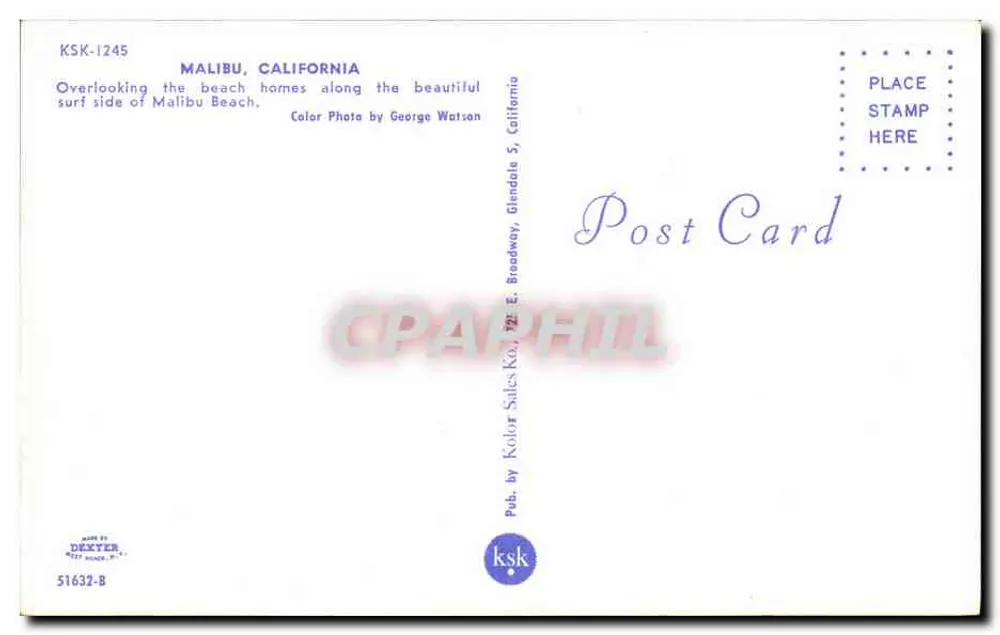 Malibu, Califórnia — vista das casas ao longo da praia — editor Kolor Sales Co. - Verso