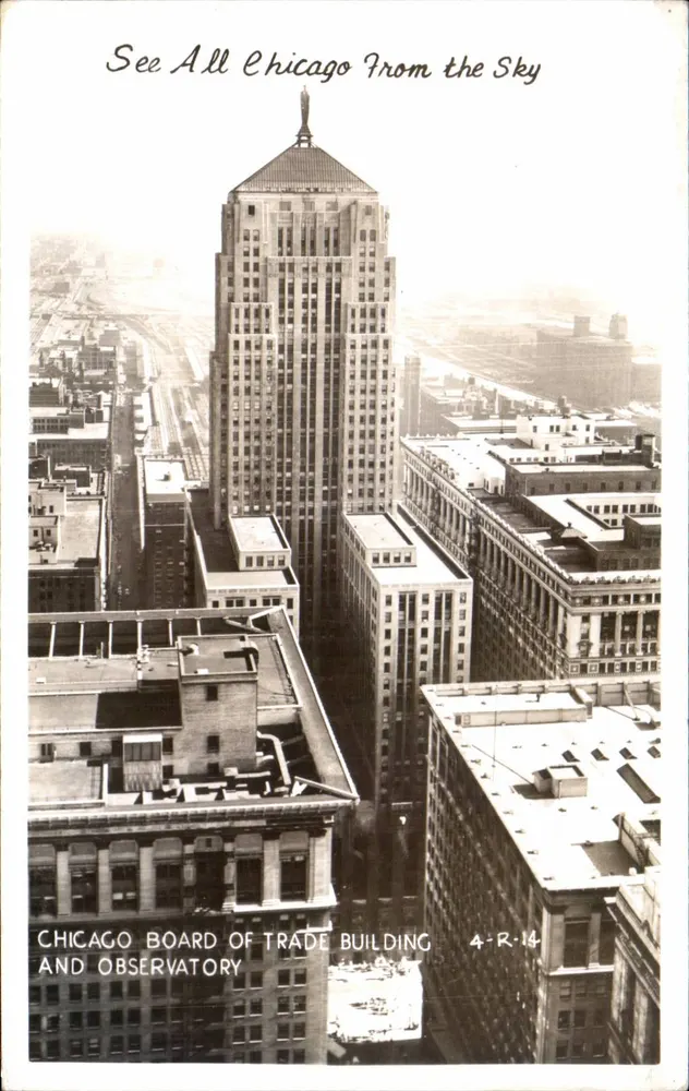 Chicago — Luftbild des Chicago Board of Trade Buildings — Chicago Board of Trade Building and Observatory - Vorderseite