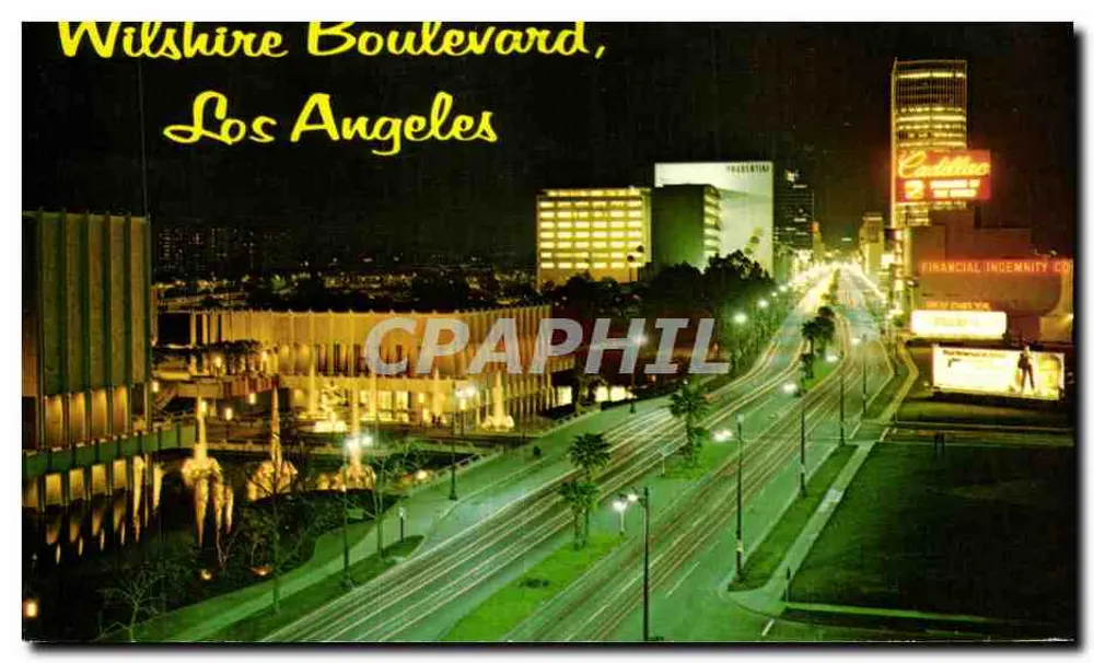 Wilshire Boulevard, Los Angeles — vista noturna — Plastichrome by Colourpicture - Frente