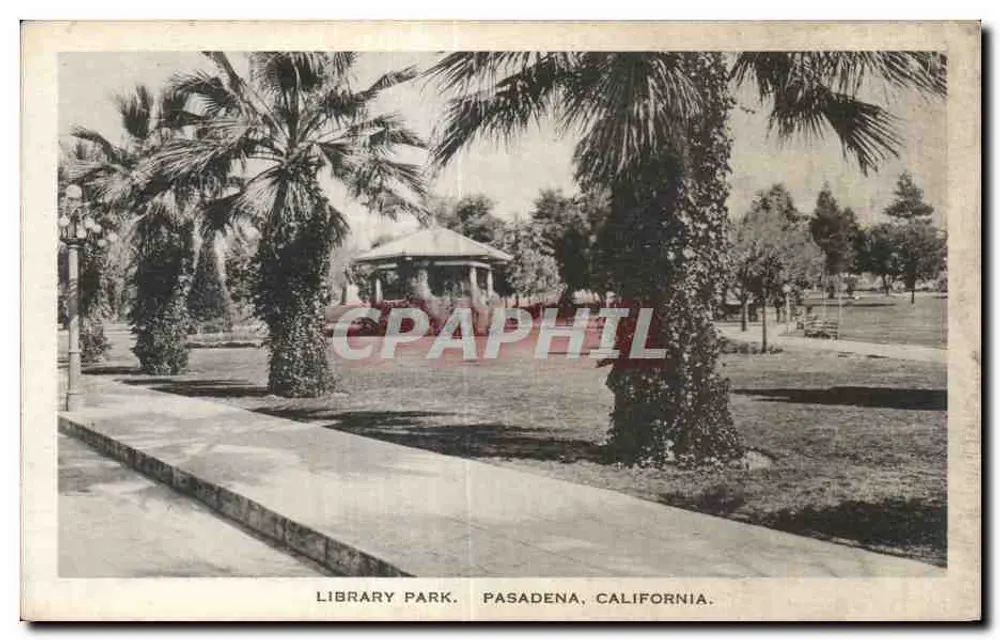Parque da Biblioteca — Pasadena, Califórnia — Editor Theo. Sommer & Norelty Co., Los Angeles, n° 257 - Frente