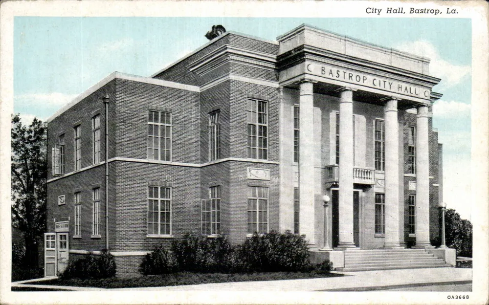 Bastrop City Hall — Louisiana — editor Curteich, n° OA3668 - Frente