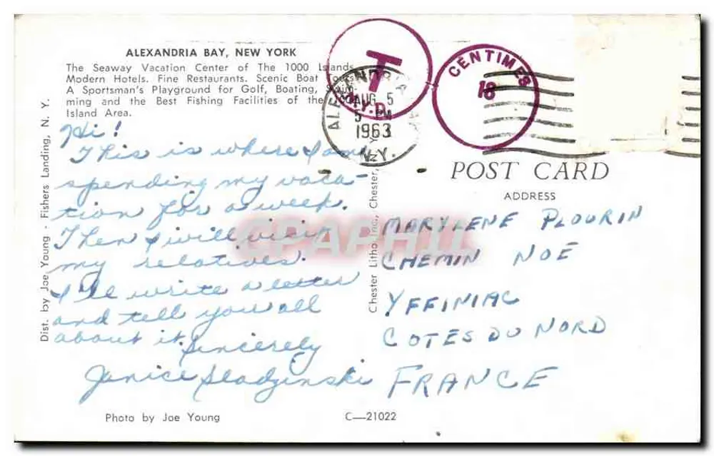 Alexandria Bay, New York — O centro de férias das 1000 Ilhas — Foto por Joe Young, C-21022 - Verso