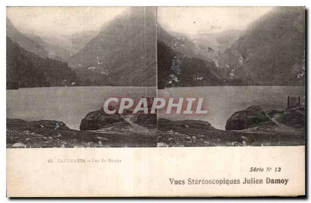 Gauterets — Lac de Gaube — Stereoskopische Ansichten Julien Damoy, Serie N° 12 - Vorderseite