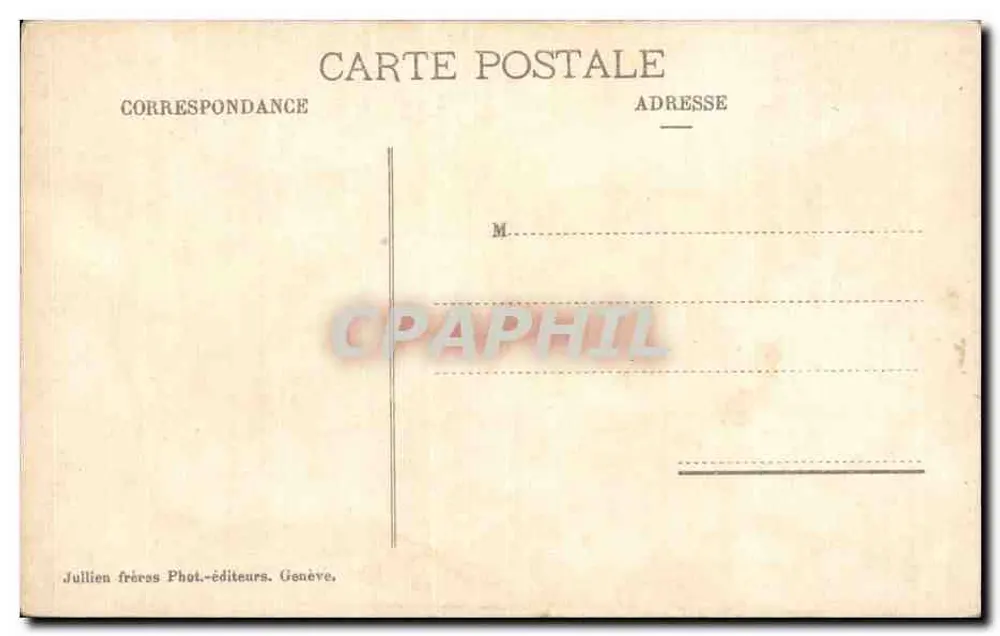 Barco no Lago Léman — vista lacustre com montanhas no fundo — J.J. 1408 - Verso