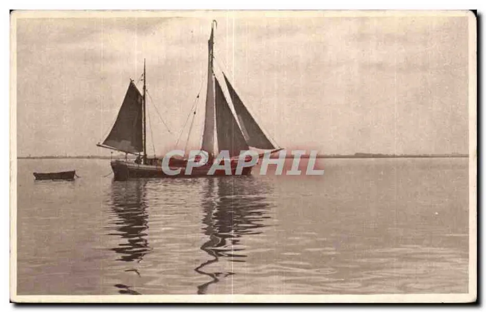Fischerboot auf der Elbe — Hamburg — Heliotgraviure Nr. 19, Kunsterverlag Folor Genthin - Vorderseite