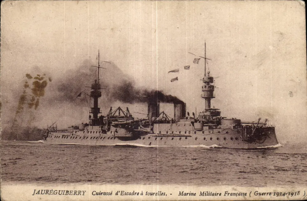 Cuirassé Jauréguiberry — navire de l'escadre à tourelles de la Marine Militaire Française (Guerre 1914-1918) — éditeur Jauréguiberry - Vorderseite