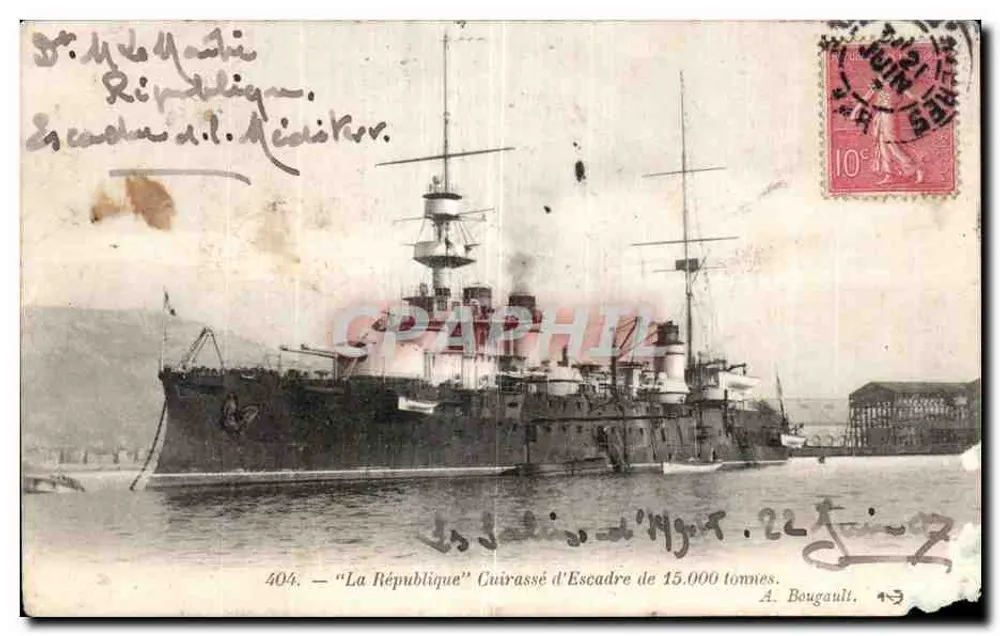 Die Republik — Panzerflotte von 15.000 Tonnen — A. Bougault, n°404 - Vorderseite