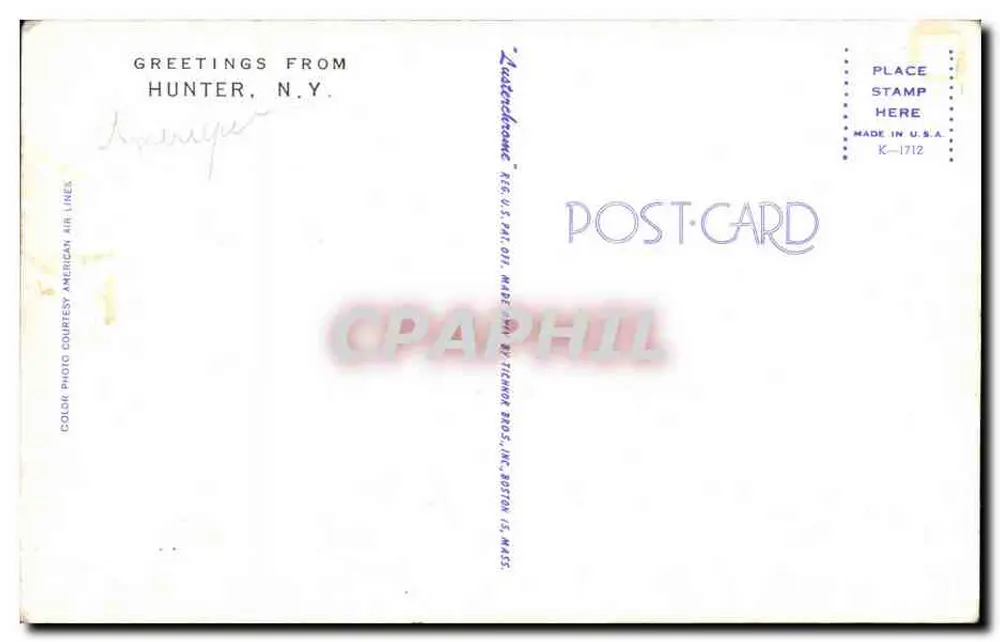 Vista panorâmica de Hunter, N.Y. — editor Ticknor Bros. Inc. Boston - Verso