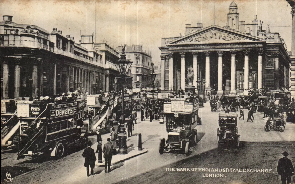 Die Bank of England und die Royal Exchange in London — Tuck & Sons, Serie 'Collo-Photo' n°1563 - Vorderseite