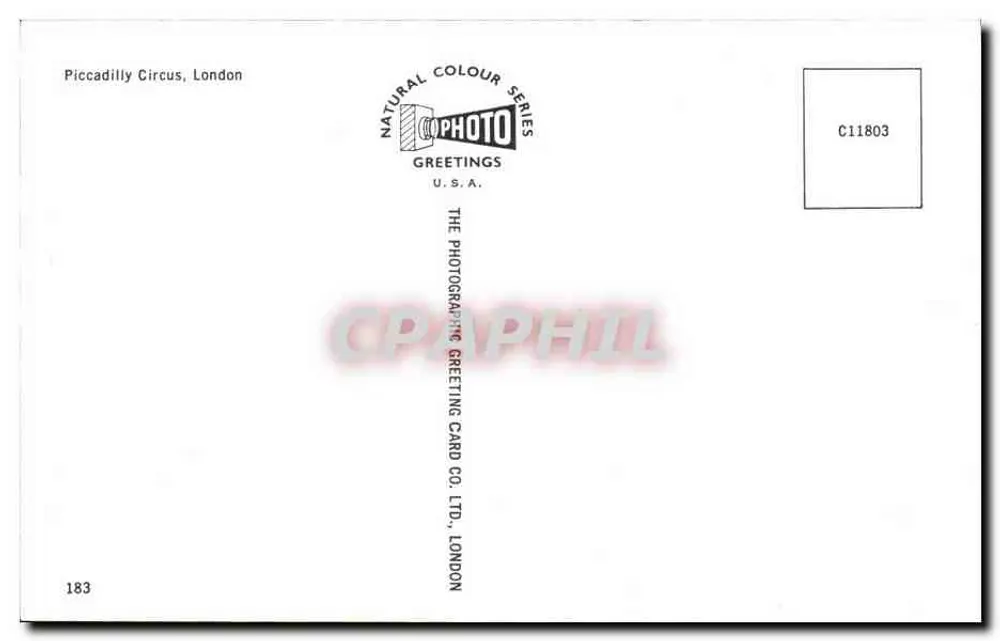 Piccadilly Circus, Londyn — widok z powietrza — Natural Colour Series, n° C11803 - Rewers