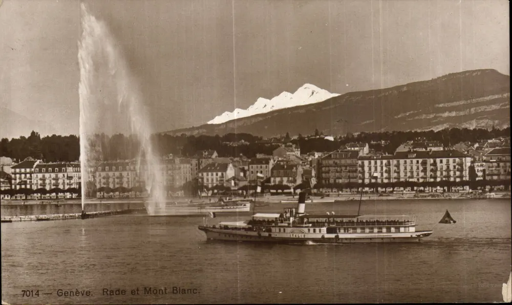 Ginevra — Porto e Mont Blanc — Phototypie Co. Neuchâtel n°7014 - Recto