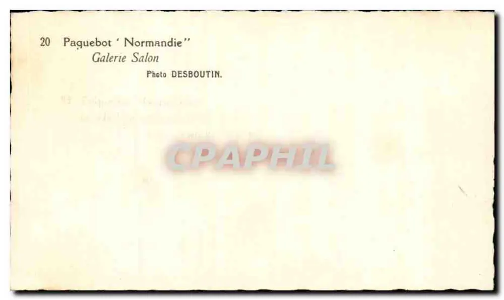 Dampfschiff 'Normandie' — Galerie-Lounge — Photo DESBOUTIN - Rückseite