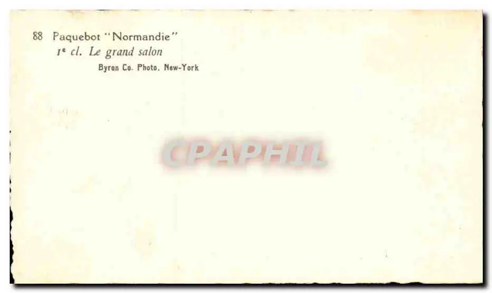 Dampfschiff "Normandie" — Erste Klasse. Der Große Salon — Byron Co. Photo, New-York - Rückseite