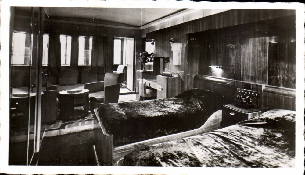 Dampfer "Normandie" — Erste Klasse. Eine Terrassenkabine — Byron Co. Photo, New-York - Vorderseite