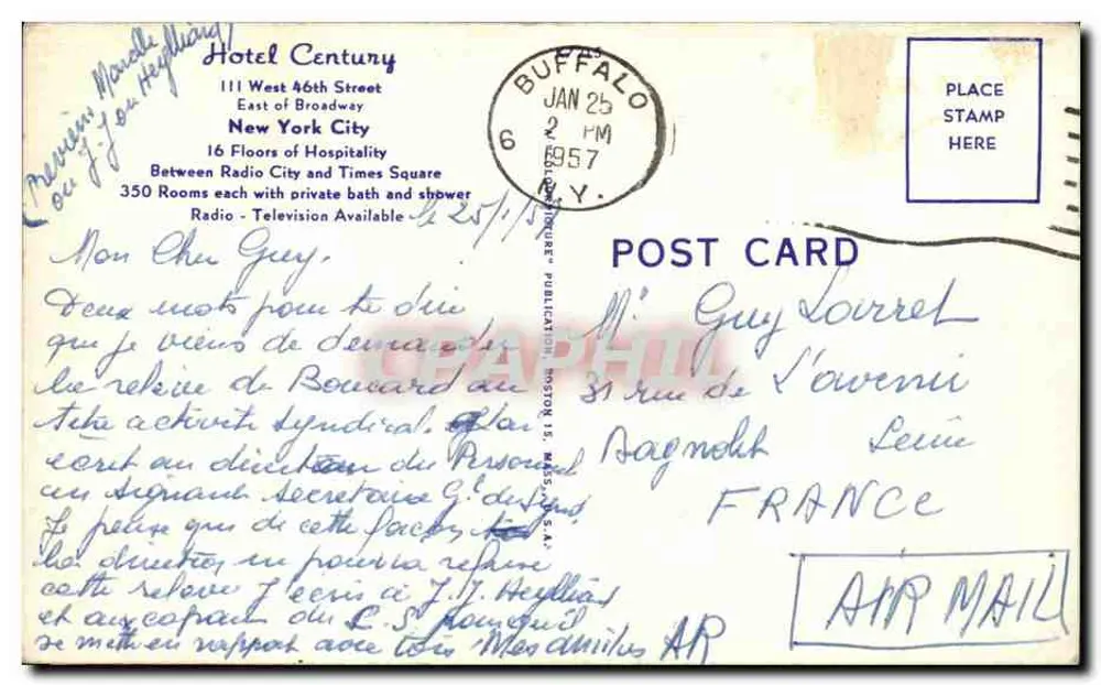 Hotel Century — 16th Street at 6th Avenue — New York City - Rückseite