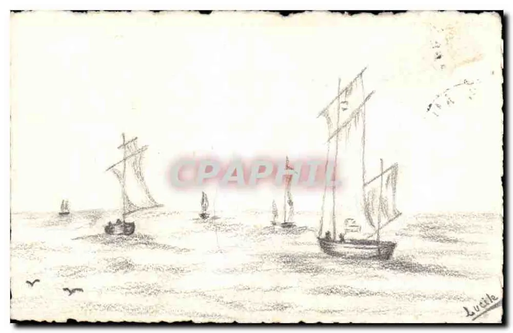 Cena marítima — desenho a lápis — Lucidle - Frente