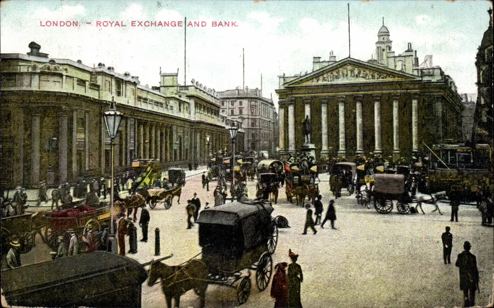 Londres — Royal Exchange and Bank — editor não visível - Frente