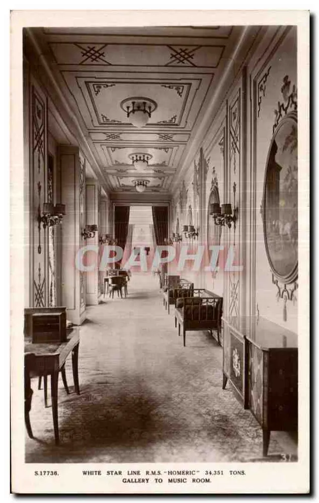 Galerien zum Musikzimmer — R.M.S. "Homeric" — White Star Line - Vorderseite