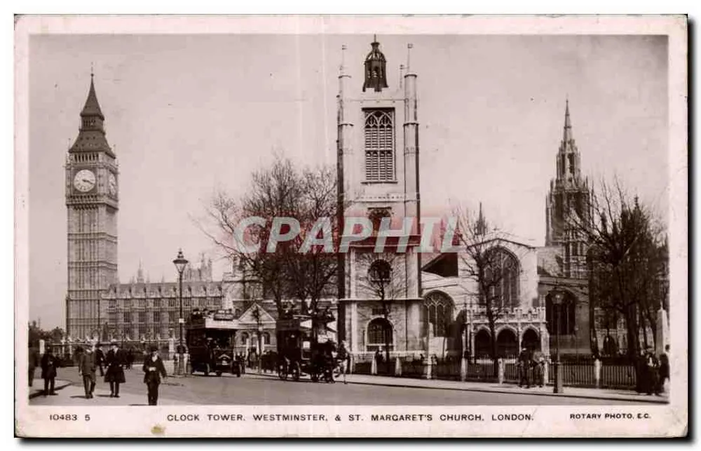 Turm der Uhr, Westminster, & St. Margarethenkirche, London — Rotary Photo, E.C. — n° 10483 5 - Vorderseite