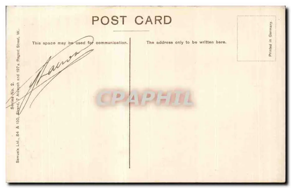 Rotten Row, Londres — vista animada com carruagens e pedestres — Samuels Ltd. & 150, Strand & Aldwych, W. (Série No. 2) - Verso