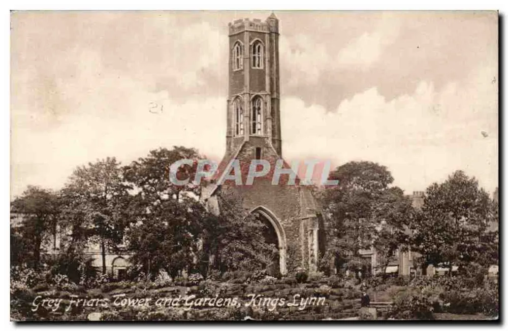 Torre y Jardines de Grey Friars, Kings Lynn — Publicado por F. S. Taylor, Kings Lynn, n°21 - Anverso