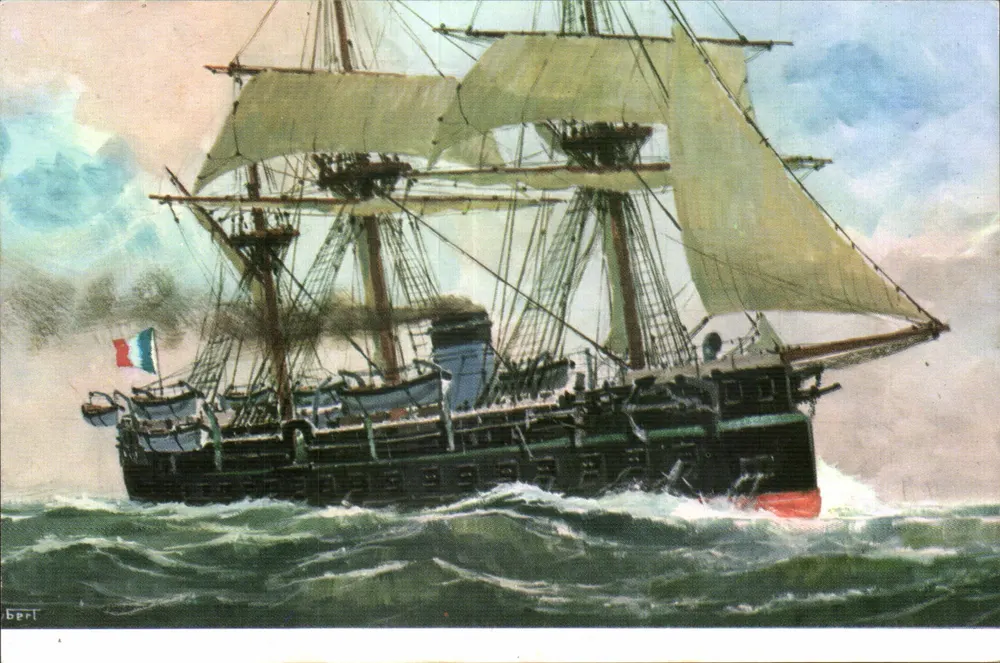 La Gloire — erste Panzerfrigate (1860) — von P. Joubert, Association des Amis des Musées de la Marine - Vorderseite