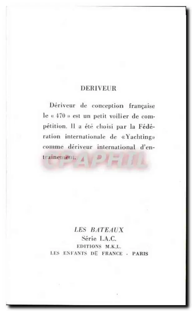 Dériveur 470 — francuski jacht sportowy — Wydawnictwo M.K.L. Seria I.A.C. - Rewers