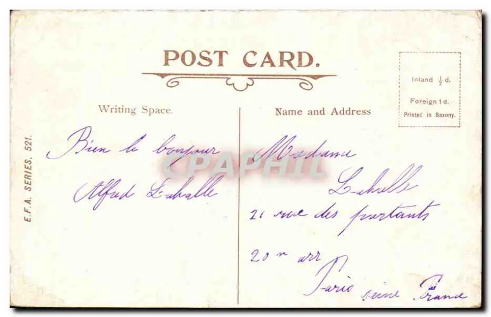 Palácio de St. James — Londres — editor E.F.A. série 521 - Verso