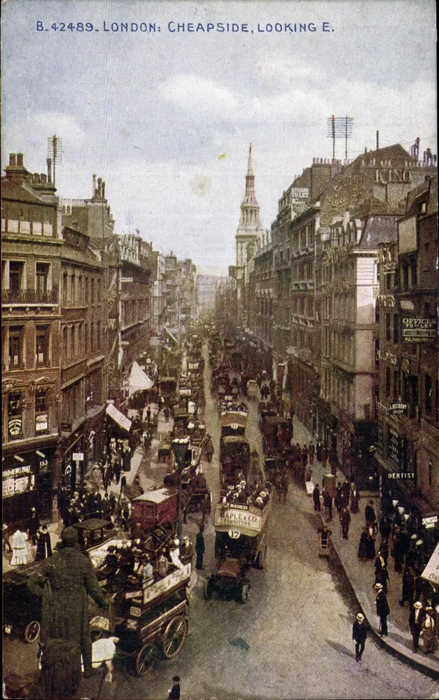 Londres : Cheapside, vista para leste — série B.42489, editada por The Photographic Co. Ltd. - Frente