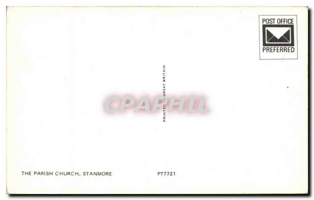 Parafialna świątynia w Stanmore — Stanmore, Wielka Brytania — PT7721 - Rewers