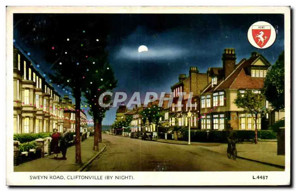 Sweyn Road, Cliftonville (à Noite) — Kent — editor D. G. Gate Postcards, n° L.4487 - Frente
