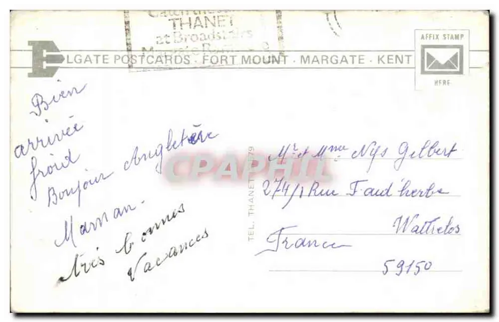 Sweyn Road, Cliftonville (à Noite) — Kent — editor D. G. Gate Postcards, n° L.4487 - Verso