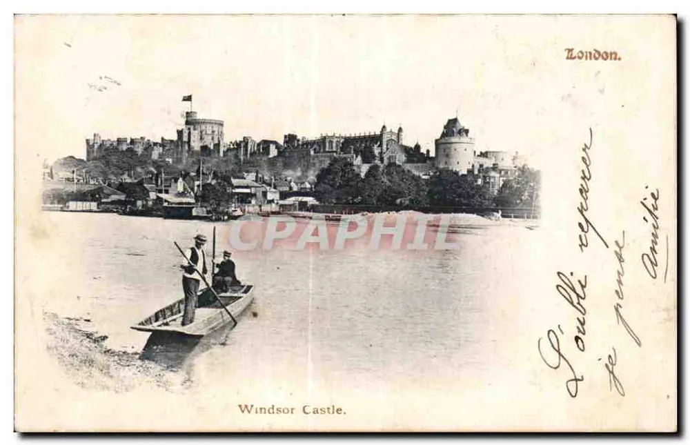 Castelo de Windsor — vista da margem do rio — editor desconhecido - Frente
