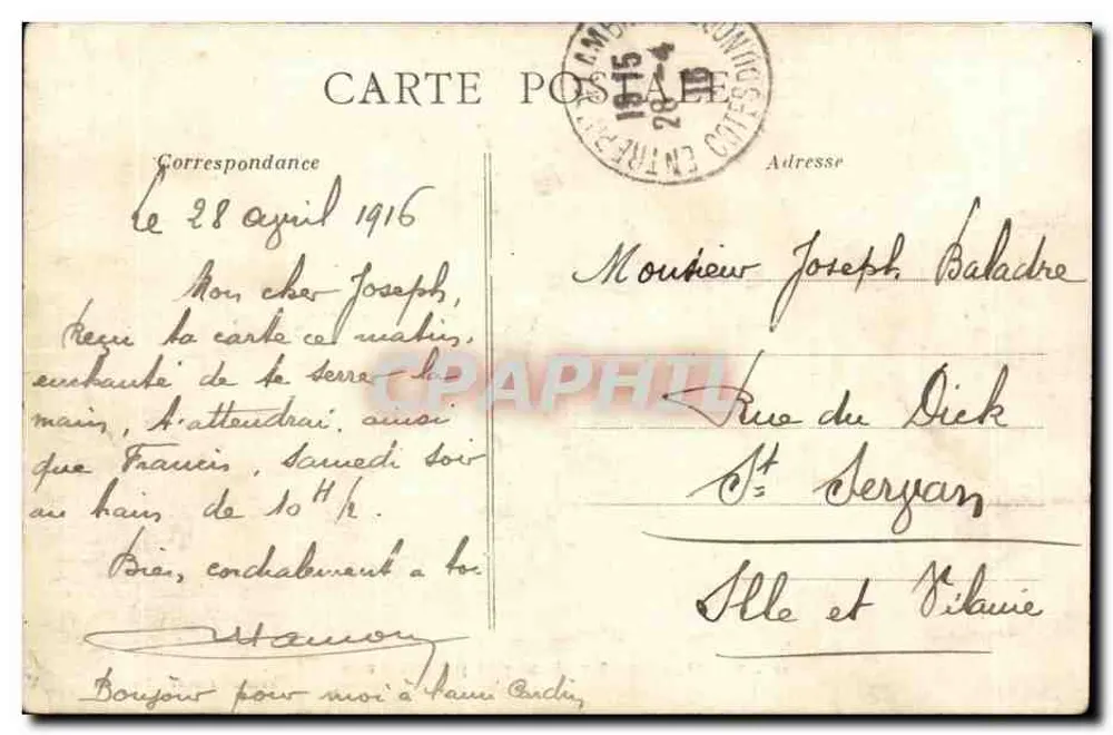 Rückkehr in den Hafen bei stürmischem Wetter — Arlaud-Nozais, Nantes — Serie 10 Auf See - Rückseite