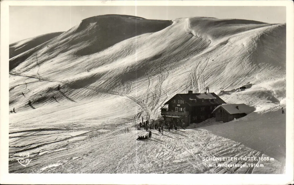 Schönleiten-Hütte — con el Wildkarkogel, 1855 m — Co-y-Verlag, n° 9319 - Anverso