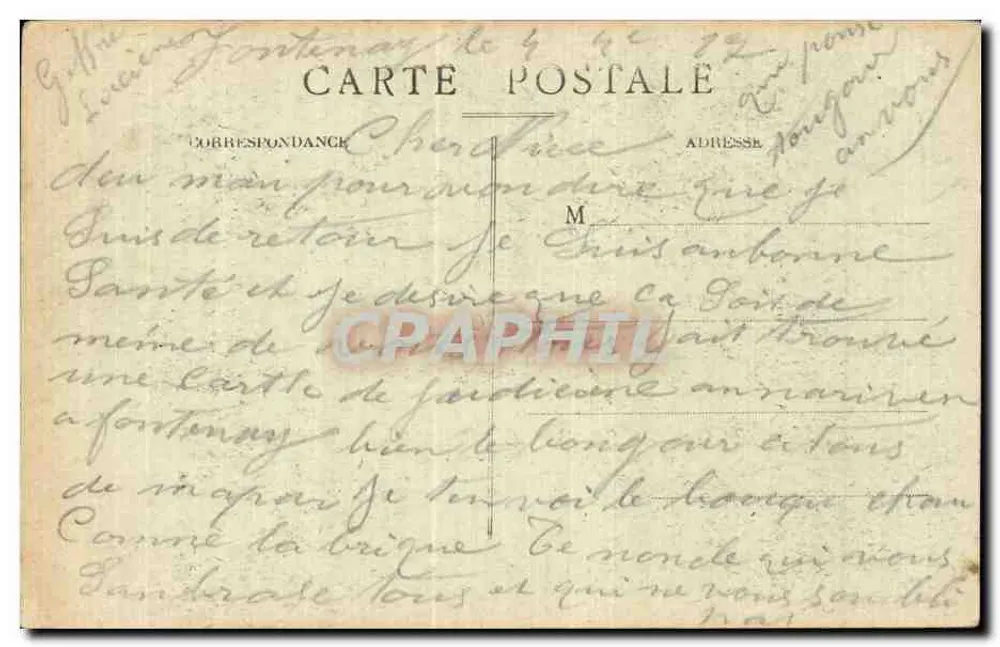 A Visita do Médico — Série 10 — Editor J. Delpont, Fontainebleau - Verso